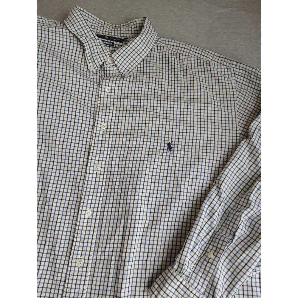 Ralph Lauren Shirt 3xb Big Button Down Preppy Check Plaid Brushed Cotton Vintage